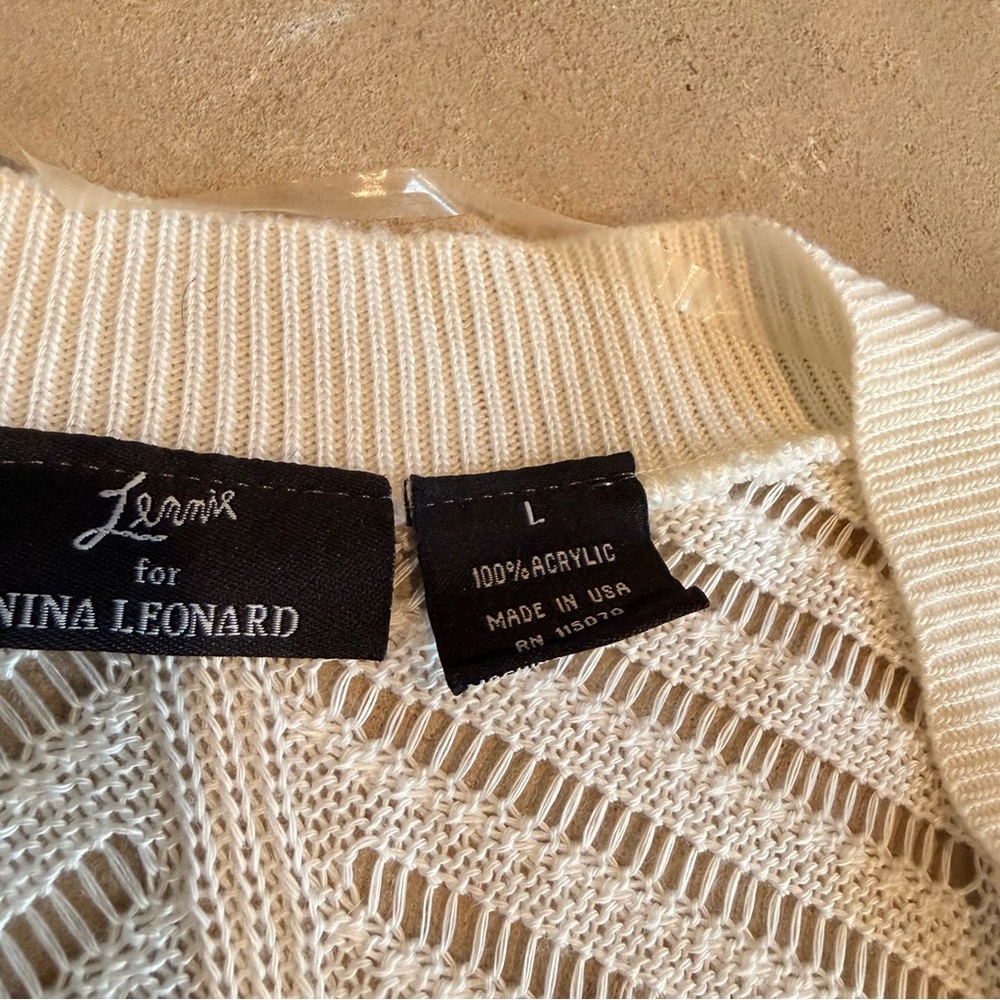 Nina Leonard Cream Open-Front Shrug - Picture 6 of 8